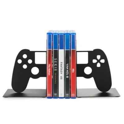 Immagine di Balvi Fermalibri Joypad Colore Nero Supporto da scaffale per Libri a Forma di Joystick 2 unità Metall