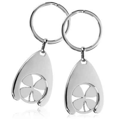 Immagine di com four® 2X Portachiavi Quadrifoglio con Chip del Carrello della Spesa, Porta Chiavi a Spesa Rimovibile (2 Pezzi Quadrifoglio)