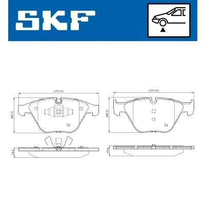 Immagine di SKF VKBP 80159 Kit pastiglie freno Predisposto per contatto segnalazione usura