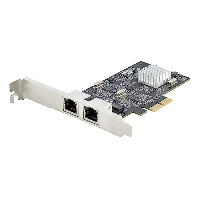 Immagine di StarTech.com Scheda di rete 2.5 Gigabit a 2 porte Ethernet PCIe da 2,5 Gbps NBASE T, Intel I225 V, NIC Multi Gigabit, LAN per PC PCI Express, Interfaccia (PR22GI NETWORK CARD)