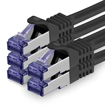 Immagine di 1aTTack.de Cat.7 Cavo di Rete 2m Nero 5 Pezzi Ethernet LAN SFTP PIMF LSZH Spina RJ45 Cat6a 10 Gbit s
