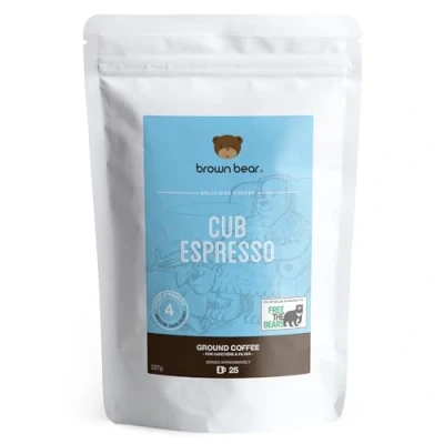 Immagine di Brown Bear Cub Espresso, Caffè in Chicchi, Tostatura Media, 227 g Grani Medium Dark Roast Coffee Beans, 5% dei profitti è stato devoluto a Free the Bears Charity