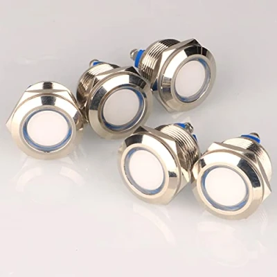Immagine di GUUZI 5pcs 12V 24V 19mm LED Indicatore Luminoso in Metallo Lampada di Segnalazione Impermeabile con Cavo(Bianco)