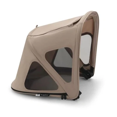 Immagine di Bugaboo Fox Cappottina Breezy, Estensibile per una maggiore copertura e Protezione Solare ottimale, Resistente all&#039;Acqua, Compatibile Con Tutti i Passeggini Fox/Cameleon 3, Desert Taupe