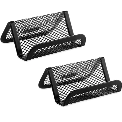 Immagine di YUEMING Porta Biglietti da Visita, Visita Metal Mesh Espositore Carte Organizzatore Scrivania Ufficio Cellulare per Scrivania, Ufficio, (Nero)