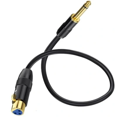 Immagine di HTGuoji cavo da XLR a 6,35 mm, femmina 3 pin jack mono TS sbilanciato per chitarra, microfono, mixer AMP (50 cm)
