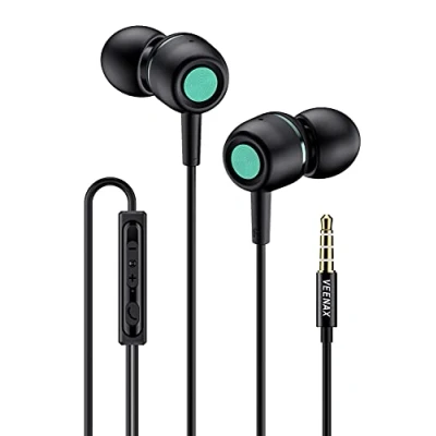 Immagine di VEENAX M3 Auricolari con Microfono, Controllo del Volume, Cuffiette Filo, Cuffie In Ear Cavo, Auricolare Stereo Bassi Intensi per Telefono Cellulare Computer Tablet MP3, Jack 3,5 mm, Nero