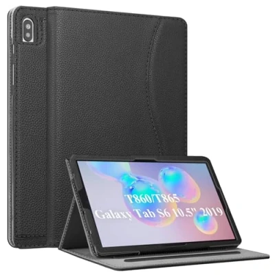 Immagine di FINTIE Custodia per Samsung Galaxy Tab S6 10.5&quot; 2019 (SM T860 /T865), [Supports S Pen Wireless Charging] Multi angli Stand Case Cover con Tasca e Auto Sveglia/Sonno Funzione, Nero
