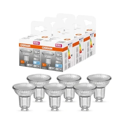 Immagine di OSRAM Spot PAR16 Lampadine LED, 4.5 W Equivalenti 50 W, Attacco GU10, Luce Naturale 4000K, Confezione da 6 Pezzi