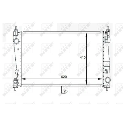 Immagine di NRF 59084 Radiatore motore Alluminio 620 396 26 Alette di raffreddamento saldate OPEL: Corsa D Hatchback