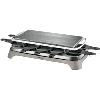 Immagine di Tefal Pierrade Raclette, 1350 watt, piastra in pietra con 10 vaschette antiaderenti, inclusi raschietto, cavo staccabile, grigio, PR457B12
