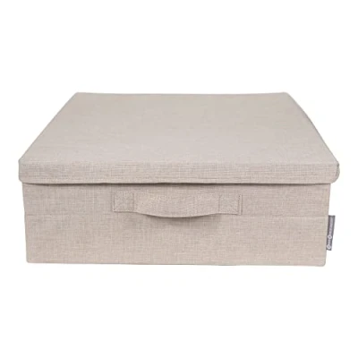 Immagine di Bigso Box of Sweden Scatola sottoletto con maniglie per coperte, vestiti, cuscini, giocattoli e altro portaoggetti in poliestere cartone pieghevole versatile beige