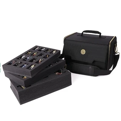 Immagine di ENHANCE Miniature Figure Satchel Custodia compatta e per Il Trasporto DND con Tracolla, 3 vassoi in Schiuma (2 pretagliati 1 Vassoio Pick &amp; Pluck).