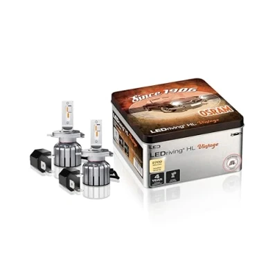 Immagine di OSRAM LEDriving HL VINTAGE, ≜ H4/H19/R2, lampade a LED abbaglianti/anabbaglianti, solo fuoristrada, non ECE, +300% di luminosità in più, 2700K, scatola metallica (2 lampade)