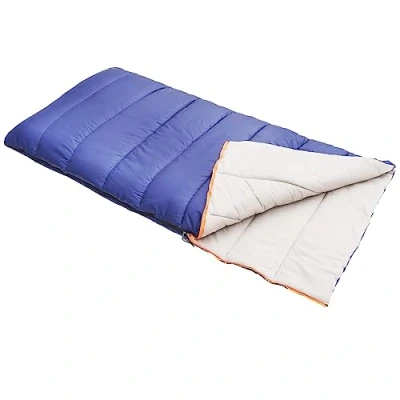 Immagine di Amazon Basics Rettangolare Sacco a pelo per campeggio ed escursioni con clima freddo, leggero, 83.8 x 190.5 cm, blu