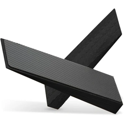 Immagine di fermaporta antiscivolo in 100% bambù FSC nero Set di 2 cunei legno fisso con gomma per tutti i pavimenti tipi porte