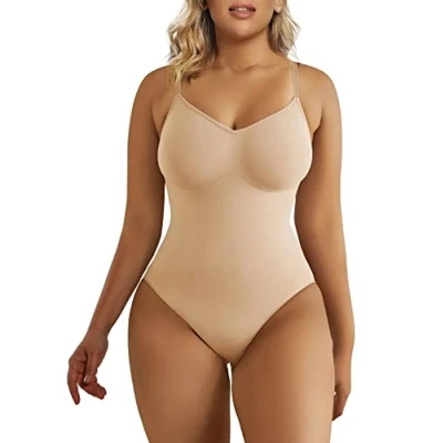 Immagine di SHAPERX Donna Bodysuit Body Contenitivo Modellante Intimo Snellente Shaper Seamless Shaping Figura Formante Corpetto Shapewear, Beige, Large/X Large