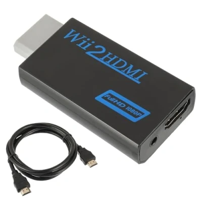 Immagine di EPLZON Convertitore da Wii a HDMI, adattatore HDMI 1080P audio video, connettore con jack 3,5 mm e uscita supporta tutte le modalità di visualizzazione(Nero)
