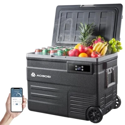 Immagine di AAOBOSI Frigo Portatile 55L, Compressore Frigo, Da Campeggio, Auto WIFI App Di Controllo, Campeggio 12/24V DC e 100 240V AC，Per La Famiglia, RV, Viaggi,