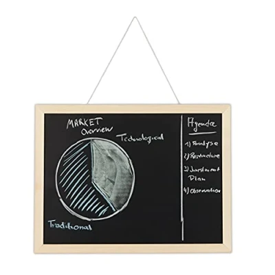 Immagine di relaxdays Lavagna per Gesso con Cornice in Legno, Cancellabile, Bacheca da Ufficio, Parete, 30 x 40 cm, Nera, Pino, Nero, 2 cm