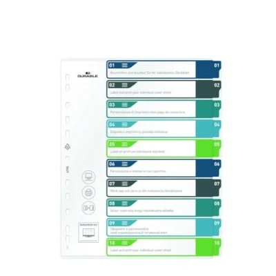 Immagine di Durable 679527 Divisore DIN A4+ 1 10 Polipropilene Multicolore schede
