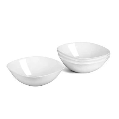 Immagine di LaGlint Set di 4 Ciotola per Cereali in Vetro Opalino 740ml Quadrato, Adatte Lavastoviglie e Microonde, Bianco Riso Insalata Minestra