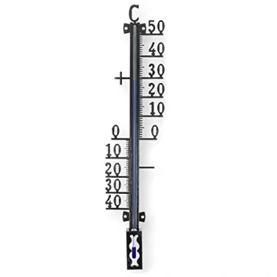Immagine di Lantelme Termometro in metallo, 18 cm, per interni ed esterni, colore: nero, indicatore di temperatura analogico da 40 a +50 gradi 7400