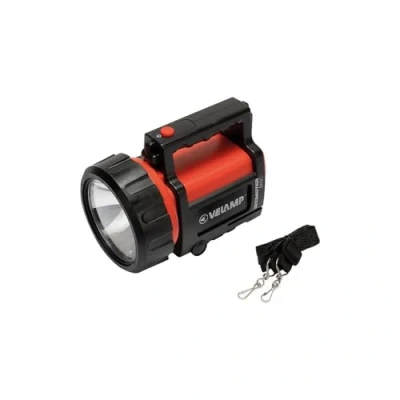 Immagine di VELAMP Doomster Basic Torcia Lanterna Luce da Ispezione LED 100 Lumen 1W. Funziona con 1 pila 4R25 o 4 LR20. Impermeabile IP44. per Campeggio, Pesca, Trekking. W, Rosso, 20.8x14.4x16.2 cm