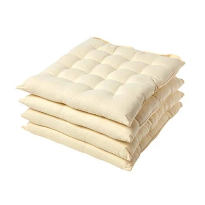 Immagine di Homescapes Cuscini per sedie da pranzo, al 100% in cotone, con fettucce, 40 x cm, Cream, Set di 4