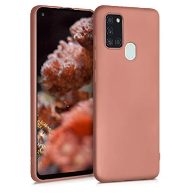 Immagine di kwmobile Custodia Compatibile con Samsung Galaxy A21s Cover Back Case Morbida Protezione in Silicone TPU Effetto metallizzato bronzo
