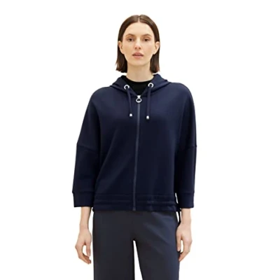 Immagine di TOM TAILOR Giacca in Felpa con Cappuccio Donna, 16339 nuvole Grigie, XL