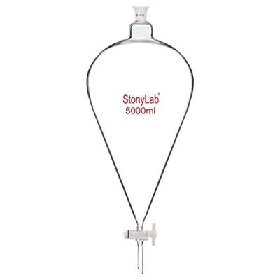 Immagine di StonyLab Imbuto Separatore Conico da 5000ml in Vetro Borosilicato Pesante con Giunti 24/29 e Rubinetto di Chiusura PTFE Conical Separatory Funnel