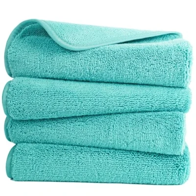 Immagine di POLYTE Asciugamani in microfibra ad asciugatura rapida, senza pelucchi, 40 x 76 cm, set da 4 (Aqua)