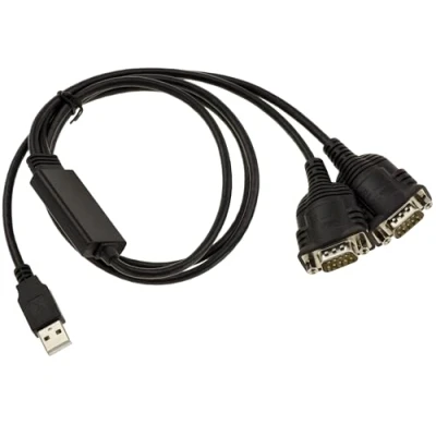 Immagine di KALEA INFORMATIQUE Cavo convertitore da USB a 2 porte seriali indipendenti RS 232 COM RS232 DB9. Lunghezza 1,5 M, con Chipset PROLIFIC