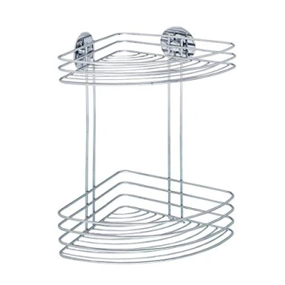Immagine di Wenko Turbo Loc® mensola angolare con 2 Ripiani Fissaggio Senza Trapano Cromo