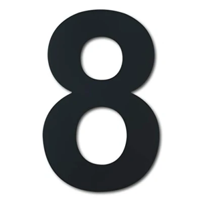 Immagine di Numero civico esterno moderno acciaio inossidabile,altezza 178 mm, placcato nero (Numero 8 Otto)