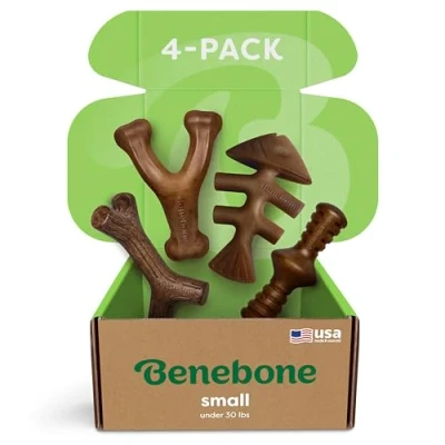 Immagine di Benebone Scatola regalo indistruttibile per cani da masticare masticatori aggressivi con osso oscillante, lisca di pesce, stick e zaggler, rompi noia lunga durata, 100% veri sapori,