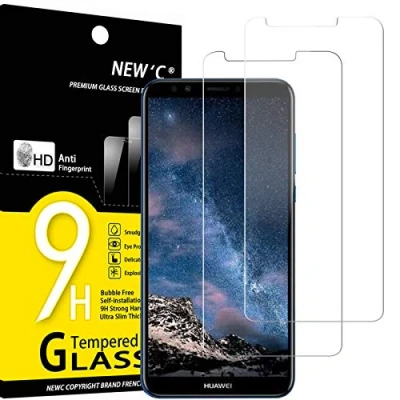 Immagine di NEW&#039;C 2 Pezzi, Vetro Temperato per Huawei Y7 Prime 2018, Pellicola Prottetiva Anti Graffio, Impronte, Senza Bolle, Durezza 9H, 0,33mm Ultra Trasparente, Resistente
