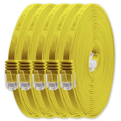 Immagine di 1aTTack.de 3 metri giallo 5 pezzi Cavo di Rete Ethernet Cat6 Piatto Lan Gigabit RJ45 Cat 6 compatibile Cat5 Cat5e Cat7 Cat8