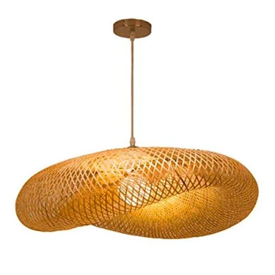 Immagine di Lampada A Sospensione Fatta Mano Paralume in Rattan Plafoniera Bambù Forma Di Nuvola Vimini Lanterna Lampadario Per Camera Da Letto Soggiorno Corridoio Illuminazione Decorativa,100cm