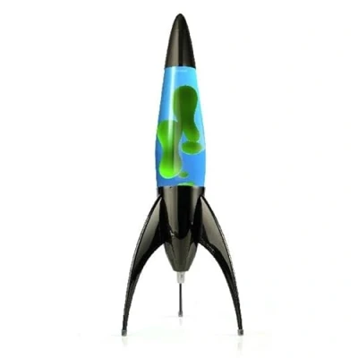 Immagine di Mathmos Telstar la lampada lava a forma di razzo (Nero Blu/Verde)