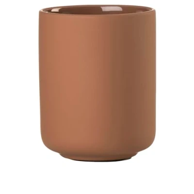 Immagine di Zone Denmark Ume Bicchiere per spazzolino, 8,3 x, Colore: Marrone Ocra, gres, Terracotta, 10,3 cm Dia.