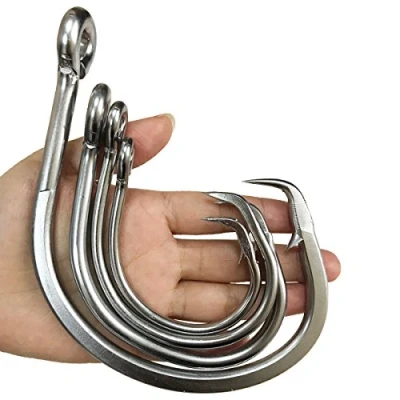 Immagine di Jasmine Ami da pesca circolari per la del tonno, in acciaio inox, con punta ad artiglio super resistente, misure 16/0, 18/0, 20/0, 24/0, 28/0, Silver, 24/0(pack of 2)