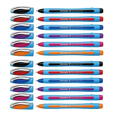 Immagine di Schneider, Slider Memo XB, penna a sfera (con tappo, spessore del tratto: Made in Germany, 12 pezzi assortiti