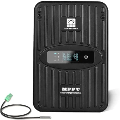 Immagine di ECO WORTHY Regolatore di Carica Solare Mppt 40A 12 V/24, Display OLED Digitale, Sensore Temperatura, 99% Pannello Efficienza Ricarica per Batteria al Litio