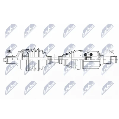 Immagine di NTY NPW ME 104 Albero motore / Semiasse Assale anteriore Dx 555 Trasmissione automatica MERCEDES BENZ: Classe E T modell, Sedan