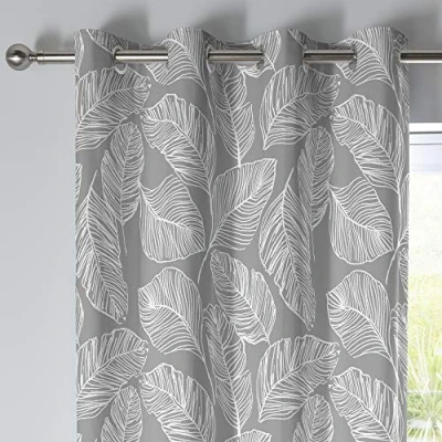 Immagine di Fusion Matteo Coppia di tende con occhielli, 100% cotone, 168 x 137 cm, colore: Grigio