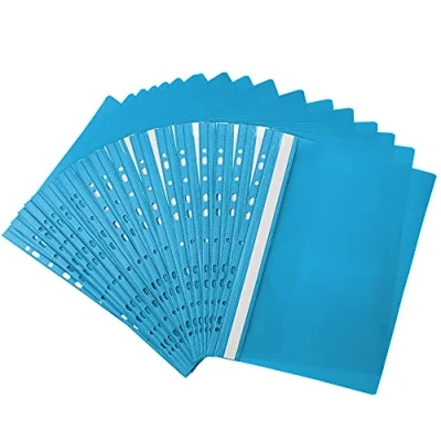 Immagine di Netuno 20 cartelline trasparenti colorate azzurro formato A4 210x 297 mm buste a foratura in polipropilene per raccoglitore ad anelli perforate plastica proteggere i documenti