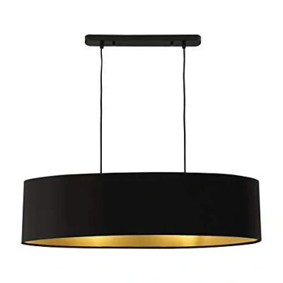 Immagine di lux.pro Lampada a Sospensione Altezza 132 cm Lampadario con Paralume in Tessuto Forma Ovale 78 x 23 20,5 (LxLxA) da Soffitto, Plafoniera Nero