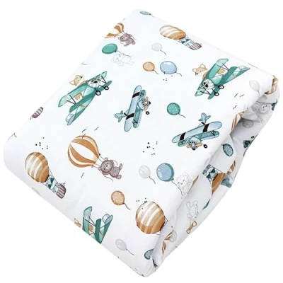 Immagine di TupTam Tappeto Play Mat Per Bambini e Neonati Coperta 120 x cm Gioco Imbottita XXL, Circa cm/Volpi/Aerei/Palloncini/Verde